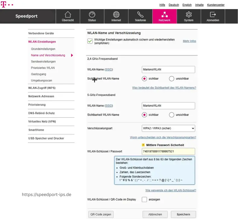 speedport smart wlan passwort ändern und zurücksetzen