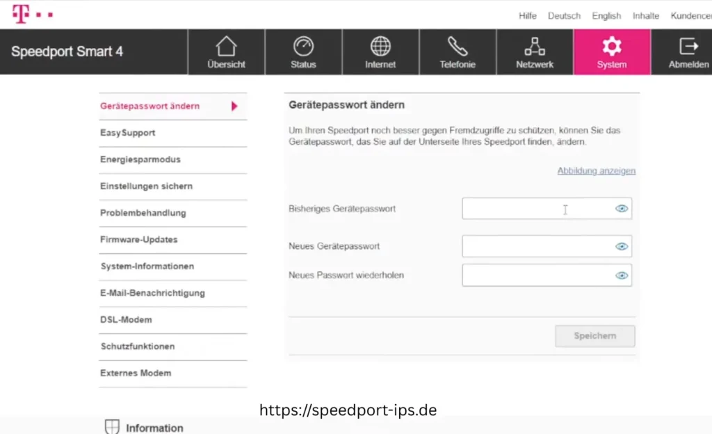 Gerätepasswort des Speedport ändern