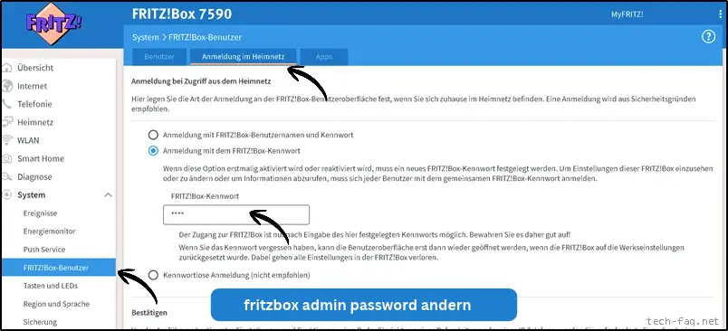 fritzbox kennwort ändern